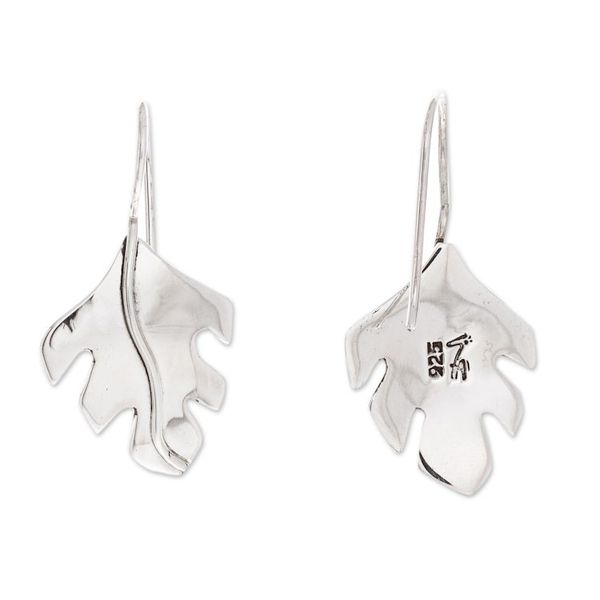 Alternate image for Collectible Taxco Silver Jewelry Drop Earrings Phantom Leaves