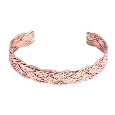 Alternate image for Handcrafted Braided Copper Cuff Bracelet from Mexico Brilliant Weave