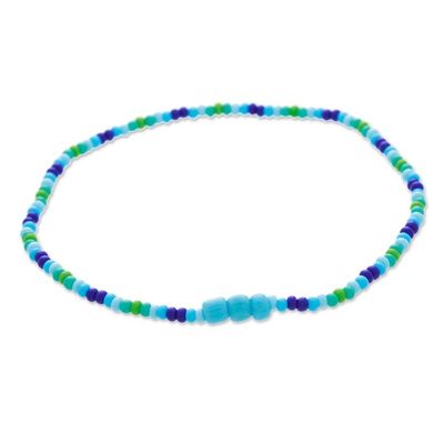 Alternate image for Set of Six Blue and Green Glass Beaded Stretch Bracelets Green Euphoria