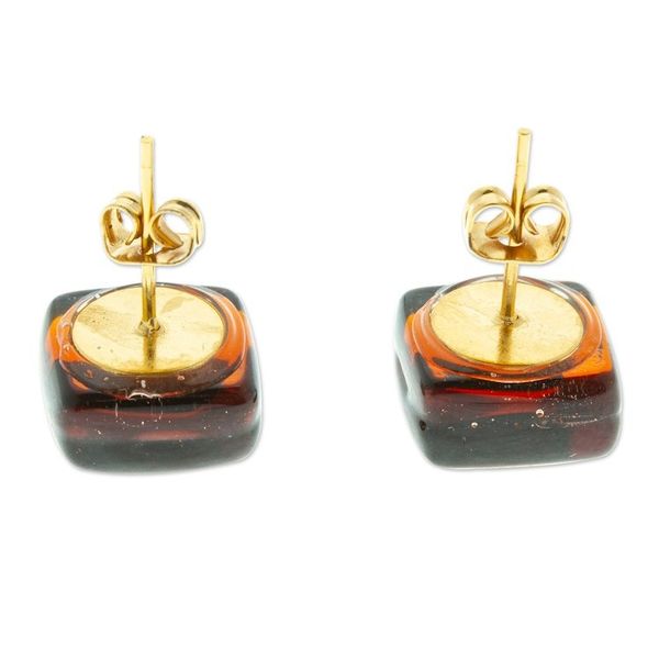 Alternate image for Terracotta Fused Glass Mosaic Stud Earrings from Mexico Terracotta Dichroic
