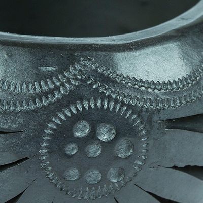 Alternate image for Mexican Barro Negro Flower Pot with Peacock Motifs Peacock Luxury