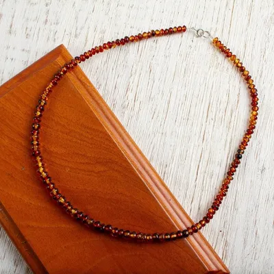 Alternate image for Natural Mexican Amber Beaded Strand Long Necklace Honey Dew
