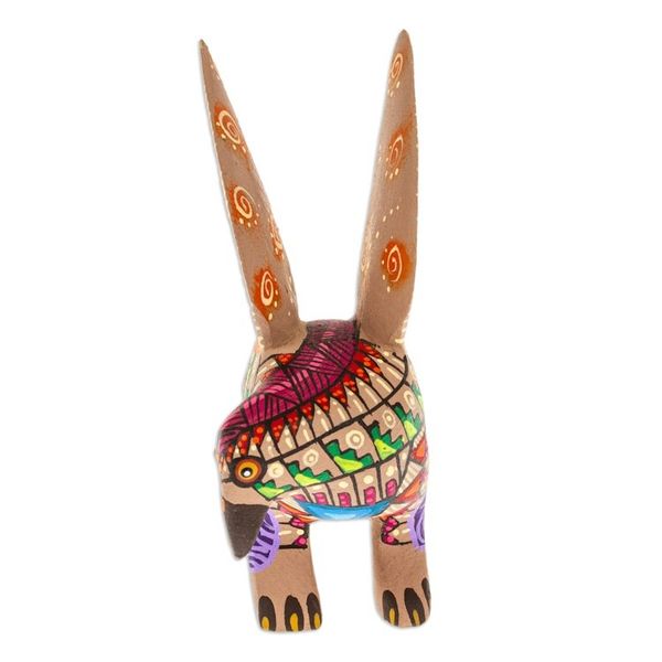 Alternate image for Copal Wood Alebrije Eagle Figurine Painted in Red and Blue Fiery Eagle