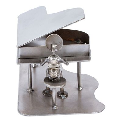 Alternate image for Artisan Crafted Recycled Metal and Car Part Rustic Sculpture Rustic Piano Man