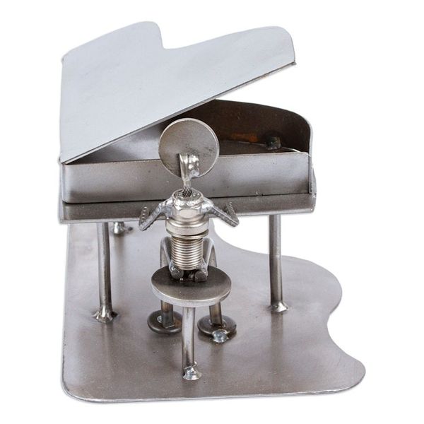 Alternate image for Artisan Crafted Recycled Metal and Car Part Rustic Sculpture Rustic Piano Man