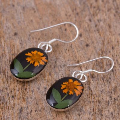 Alternate image for Natural Flower Sunflower Dangle Earrings from Mexico Sunny Sunflowers