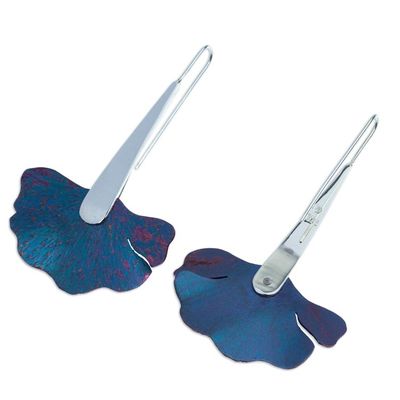 Alternate image for Titanium and Sterling Silver Drop Earrings from Mexico Blue Betta