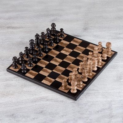 Alternate image for Marble Chess Set in Beige and Black from Mexico Worthy Match