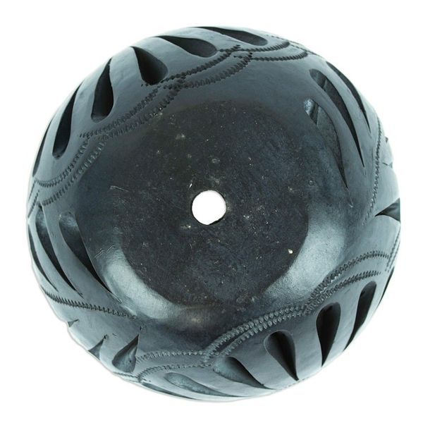 Alternate image for Mexican Barro Negro Flower Pot with Peacock Motifs Peacock Luxury