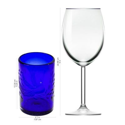 Alternate image for Hand Blown Blue Recycled Glass Champagne Flutes Set of 6 Fiesta Azul