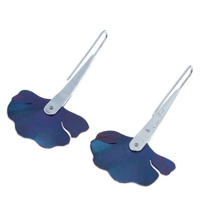 Alternate image for Titanium and Sterling Silver Drop Earrings from Mexico Blue Betta