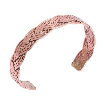Alternate image for Handcrafted Braided Copper Cuff Bracelet from Mexico Brilliant Weave