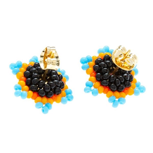 Alternate image for Star-shaped Beaded Button Earrings Handcrafted in Mexico Lapis Star