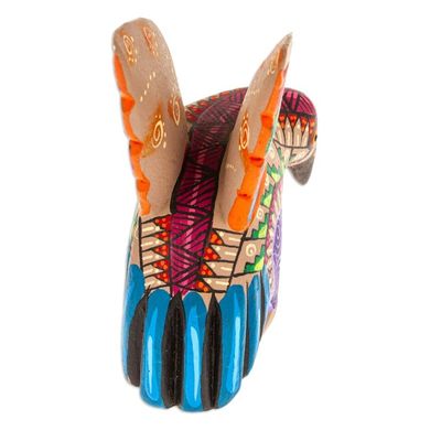 Alternate image for Copal Wood Alebrije Eagle Figurine Painted in Red and Blue Fiery Eagle