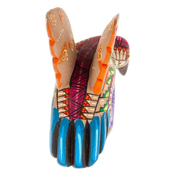 Alternate image for Copal Wood Alebrije Eagle Figurine Painted in Red and Blue Fiery Eagle