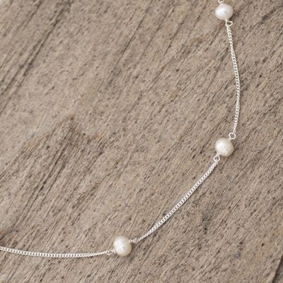 Alternate image for Artisan Crafted Cultured Pearl and Sterling Silver Necklace Pearl Dance