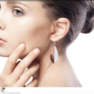 Alternate image for Leaf-Shaped Sterling Silver and Copper Dangle Earrings Rippling Leaves