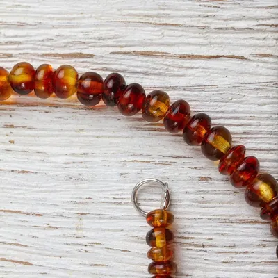 Alternate image for Natural Mexican Amber Beaded Strand Long Necklace Honey Dew