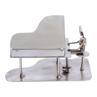 Alternate image for Artisan Crafted Recycled Metal and Car Part Rustic Sculpture Rustic Piano Man