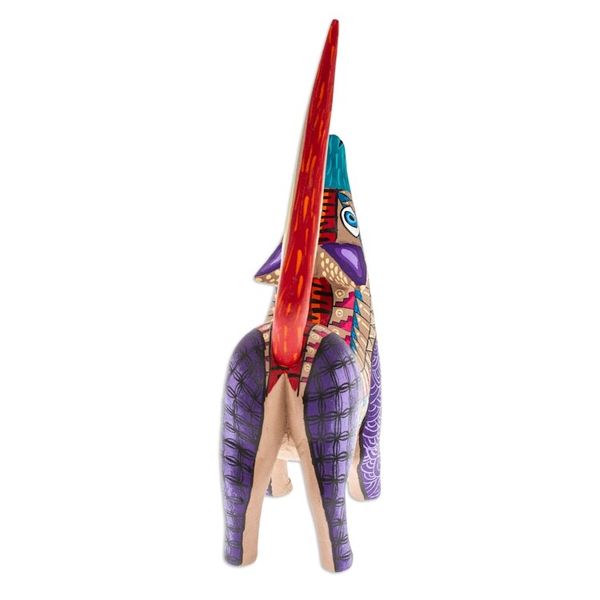 Alternate image for Hand-Painted Copal Wood Alebrije Figurine of Purple Wolf Wolf Call