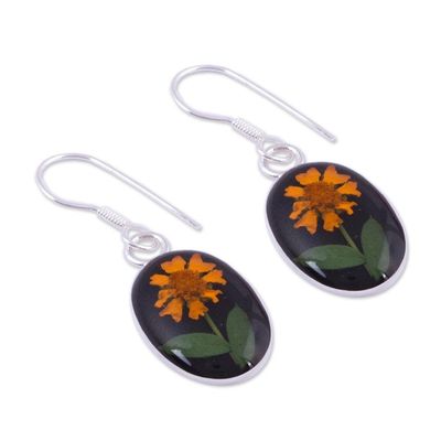 Alternate image for Natural Flower Sunflower Dangle Earrings from Mexico Sunny Sunflowers