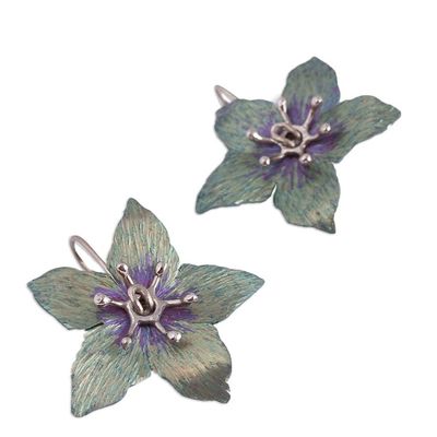 Alternate image for Floral Titanium Plated Sterling Silver Drop Earrings Starry Bloom