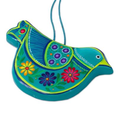 Alternate image for 2 Caribbean Blue Ceramic Handcrafted and Painted Ornaments Turquoise Doves