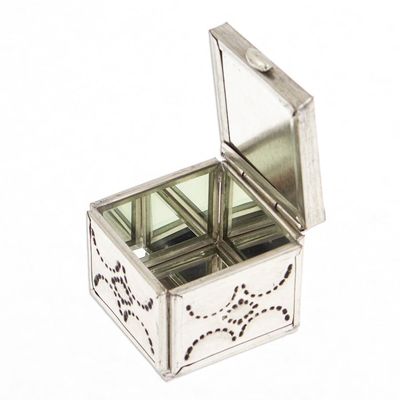 Alternate image for Handcrafted Blue Talavera-Themed Tin and Ceramic Jewelry Box Twilight Reflections