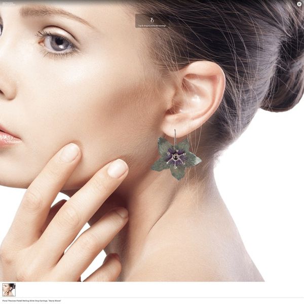 Alternate image for Floral Titanium Plated Sterling Silver Drop Earrings Starry Bloom