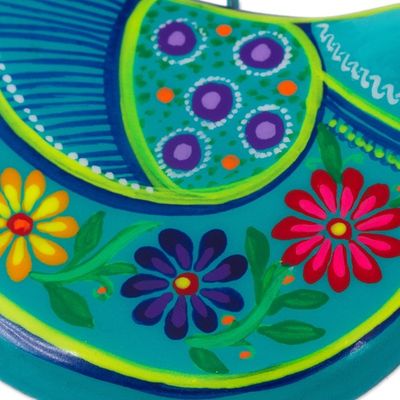 Alternate image for 2 Caribbean Blue Ceramic Handcrafted and Painted Ornaments Turquoise Doves