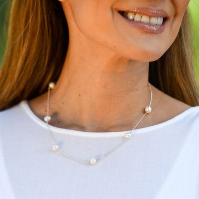 Alternate image for Artisan Crafted Cultured Pearl and Sterling Silver Necklace Pearl Dance