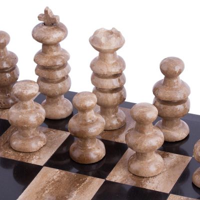 Alternate image for Marble Chess Set in Beige and Black from Mexico Worthy Match