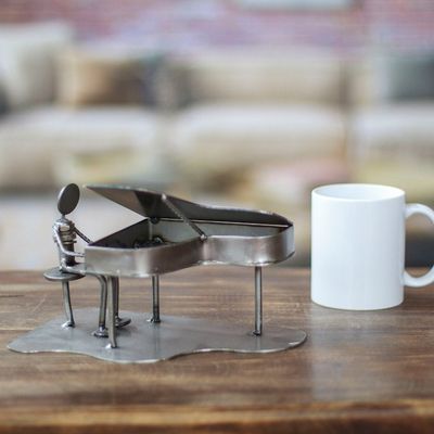 Alternate image for Artisan Crafted Recycled Metal and Car Part Rustic Sculpture Rustic Piano Man