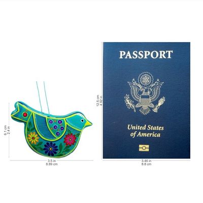 Alternate image for 2 Caribbean Blue Ceramic Handcrafted and Painted Ornaments Turquoise Doves