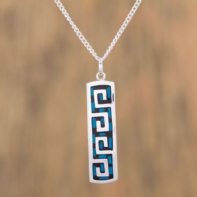 Alternate image for Turquoise Wave Motif Pendant Necklace from Mexico Ocean Waves