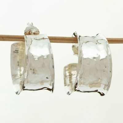 Alternate image for Mexican Sterling Silver Half-hoop Earrings Made in Taxco Timeless Style