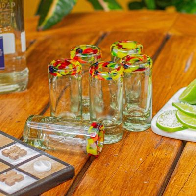 Alternate image for Handcrafted Blown Glass Tequila Shot Glasses Set of 6 Confetti Path