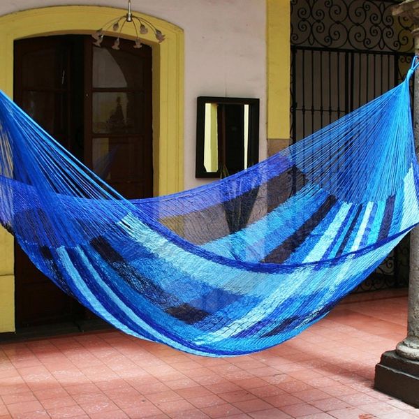 Alternate image for Collectible Striped Mayan Hammock Double Blue Caribbean
