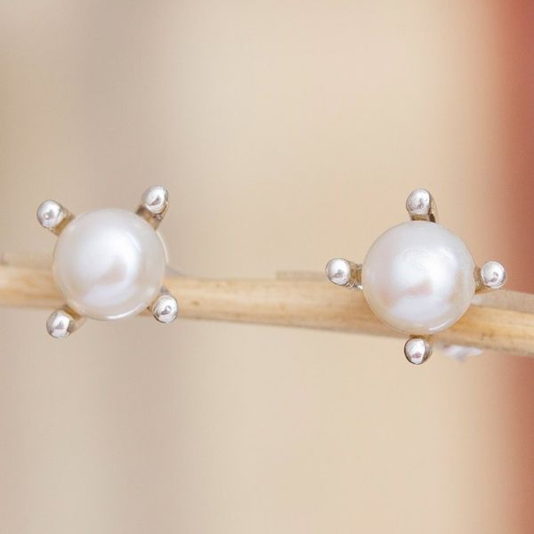 Alternate image for Classic Cultured Pearl Stud Earrings Splendid Moon