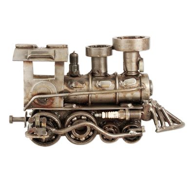Alternate image for Unique Recycled Metal Rustic Train Sculpture 11 Inch Rustic Locomotive