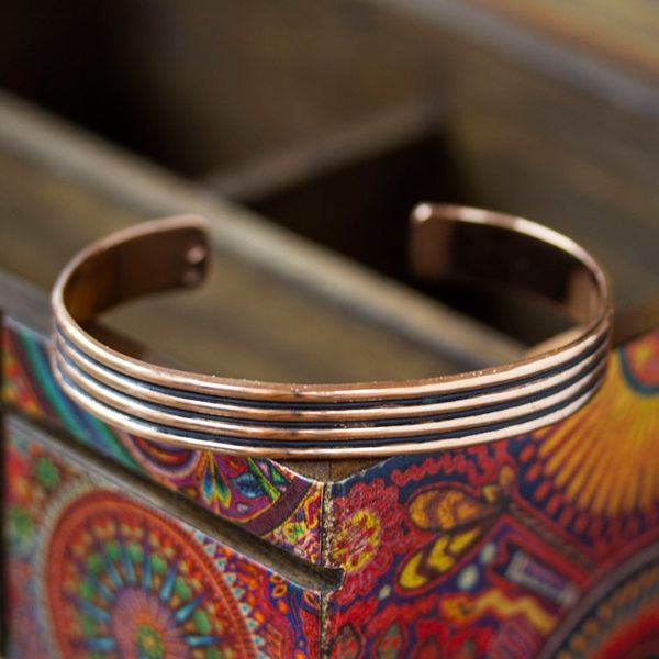 Alternate image for Copper Cuff Bracelet with Stripes Made in Mexico Streaky Charm