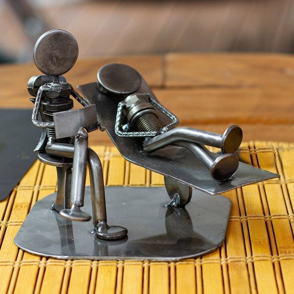 Alternate image for Unique Recycled Metal Eco Sculpture from Mexico Rustic Psychotherapist