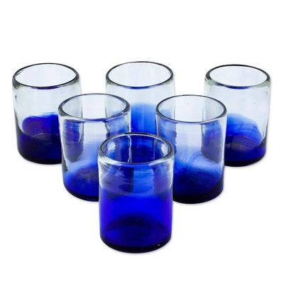 Alternate image for Eco-Friendly Handblown Ombre Blue Juice Glasses Set of 6 Jalisco Blue