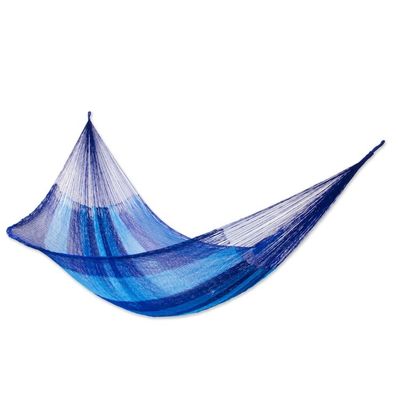 Alternate image for Collectible Striped Mayan Hammock Double Blue Caribbean