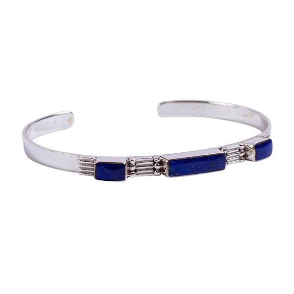 Alternate image for Taxco Lapis Lazuli Cuff Bracelet from Mexico Rectangular Blue