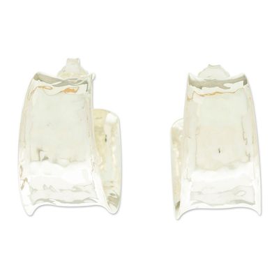 Alternate image for Mexican Sterling Silver Half-hoop Earrings Made in Taxco Timeless Style