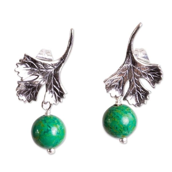 Alternate image for Sterling Silver Cilantro Leaf Earrings Singular Cilantro