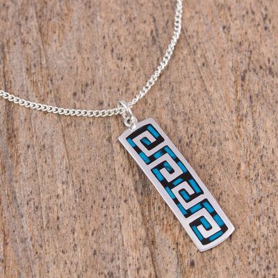 Alternate image for Turquoise Wave Motif Pendant Necklace from Mexico Ocean Waves