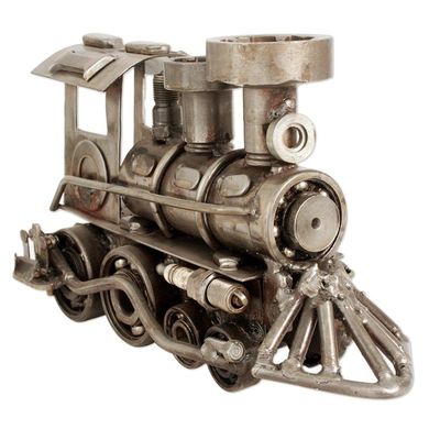 Alternate image for Unique Recycled Metal Rustic Train Sculpture 11 Inch Rustic Locomotive