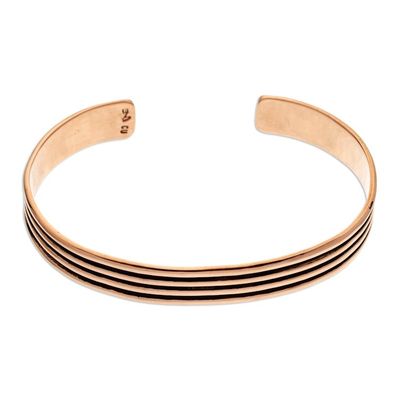 Alternate image for Copper Cuff Bracelet with Stripes Made in Mexico Streaky Charm